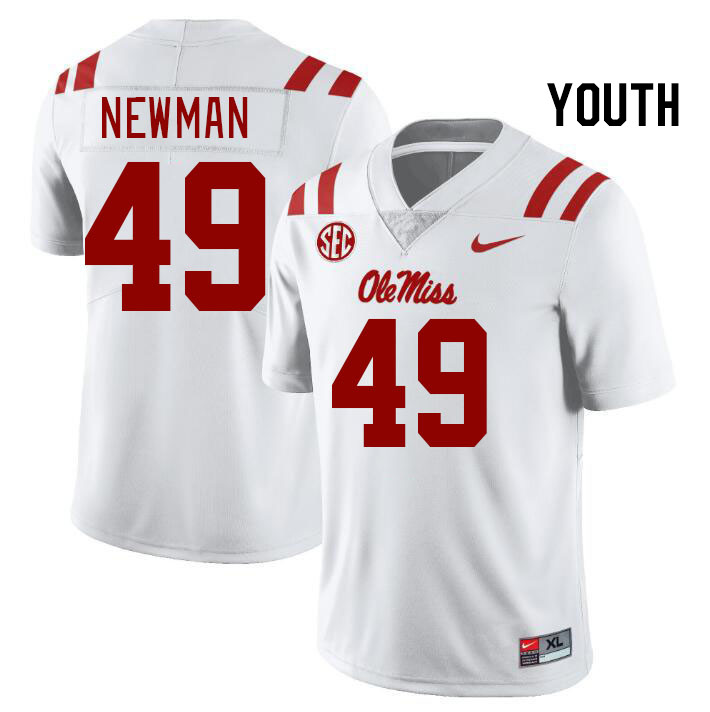 Youth #49 Daniel Newman Ole Miss Rebels College Football Jerseys Stitched Sale-White